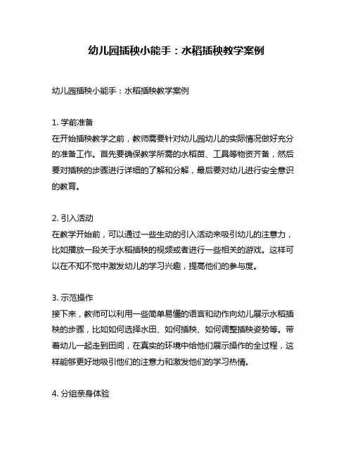幼儿园插秧小能手：水稻插秧教学案例