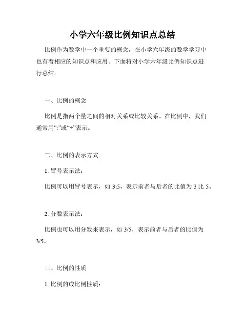 小学六年级比例知识点总结