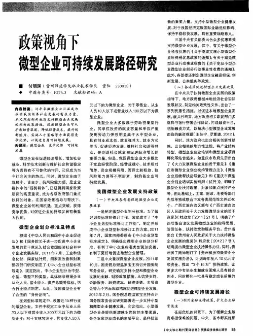 政策视角下微型企业可持续发展路径研究