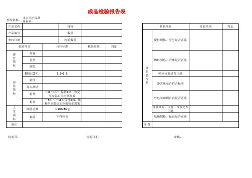 化妆品成品检验报告