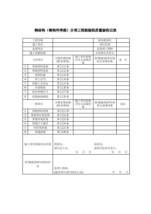 钢结构质量检验记录表
