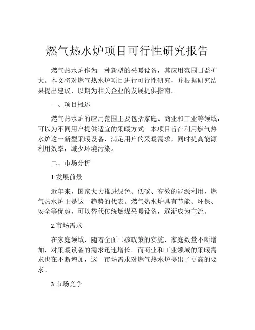 燃气热水炉项目可行性研究报告