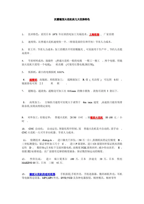 汉霸镜面火花机产品五大特色