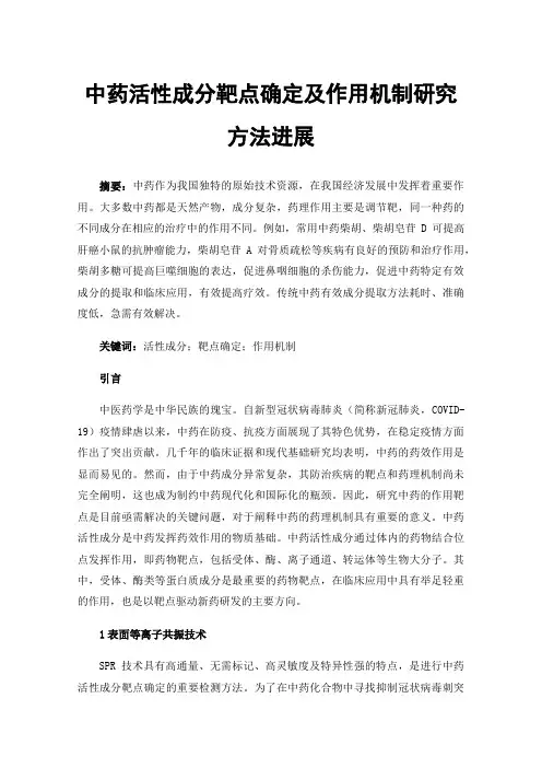 中药活性成分靶点确定及作用机制研究方法进展
