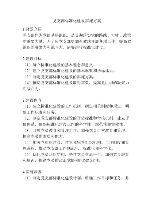 党支部标准化建设实施方案