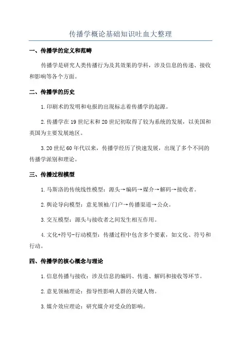 传播学概论基础知识吐血大整理