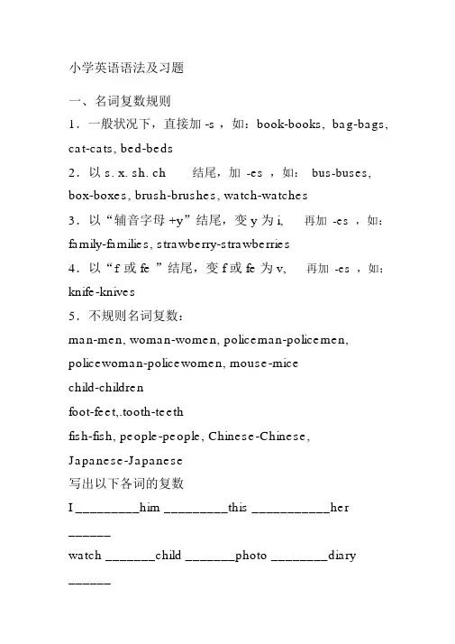 (完整版)小学英语语法及习题