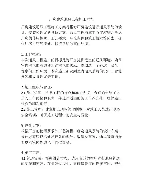 厂房建筑通风工程施工方案