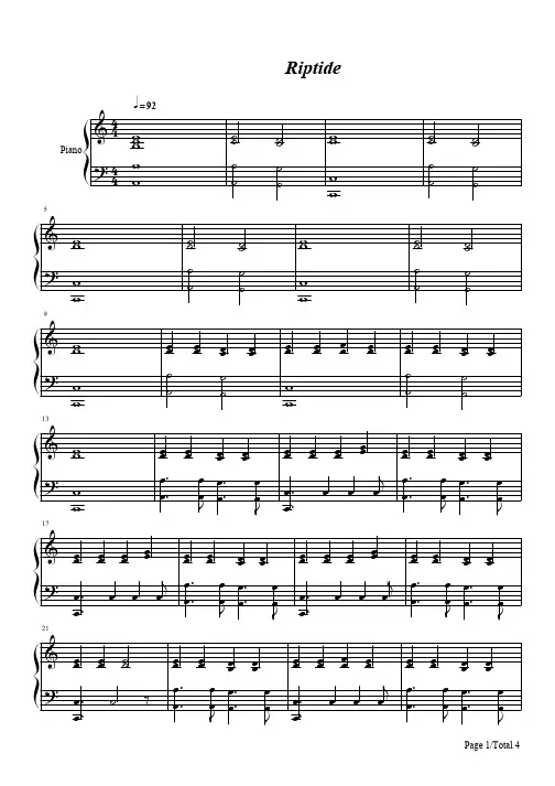 Riptide-Taylor-Swift 五线谱 钢琴谱