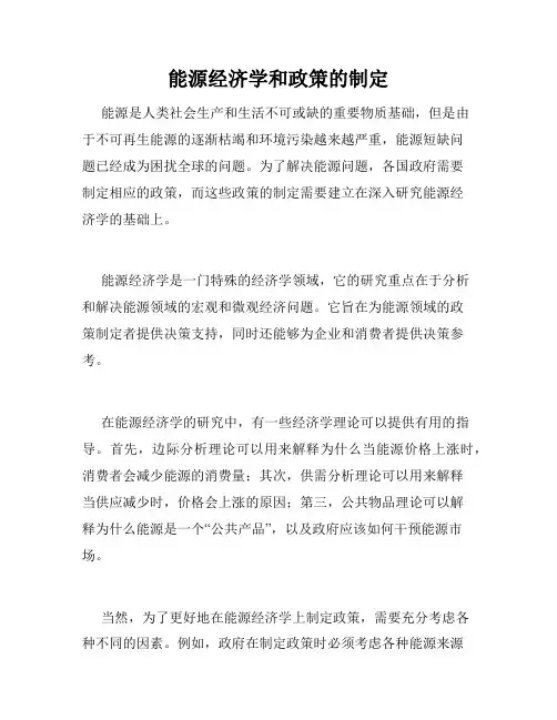 能源经济学和政策的制定