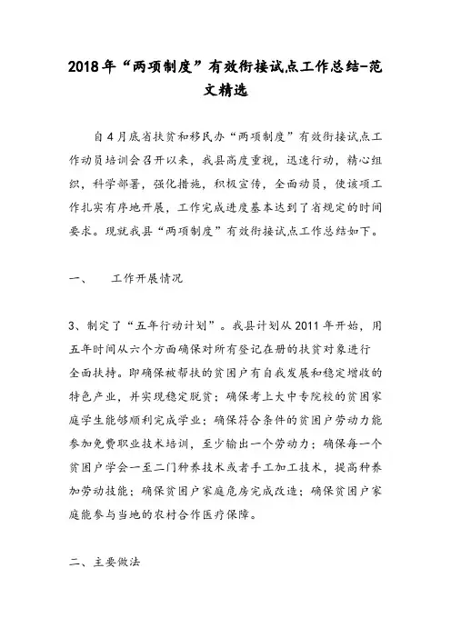 2018年“两项制度”有效衔接试点工作总结-范文精选