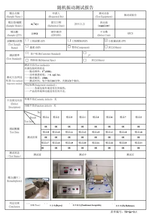 随机振动测试报告