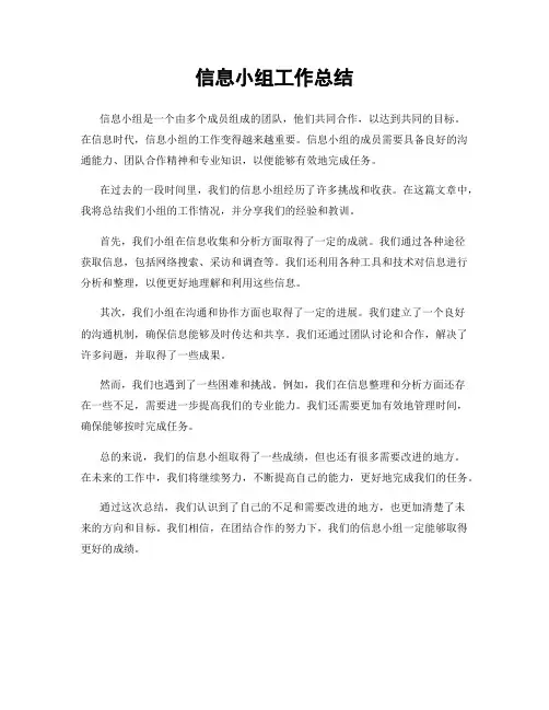 信息小组工作总结