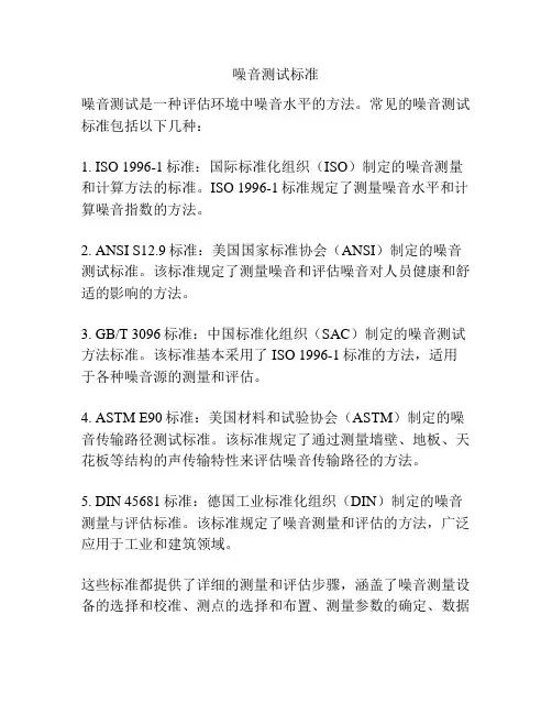 噪音测试标准