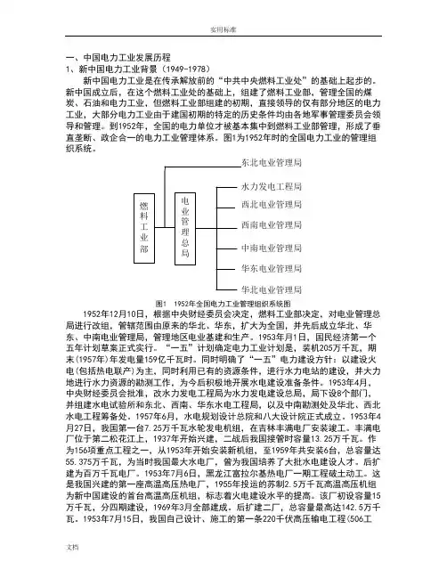 中国电力工业发展历程