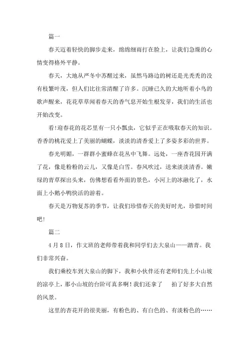踏青作文300字三年级3篇精选