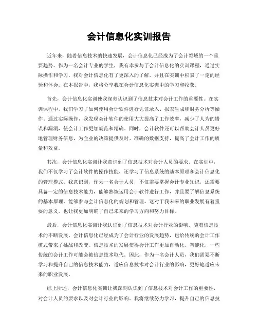 会计信息化实训报告