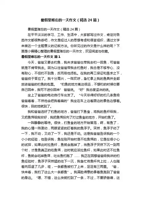 暑假里难忘的一天作文（精选24篇）