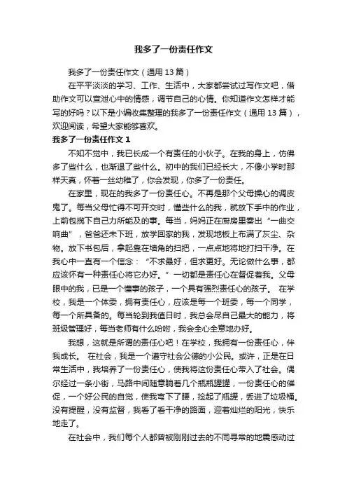 我多了一份责任作文