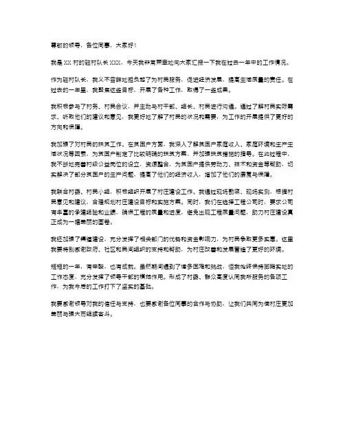 驻村队长述职报告