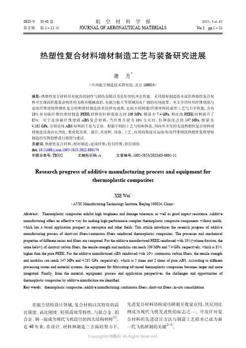 热塑性复合材料增材制造工艺与装备研究进展