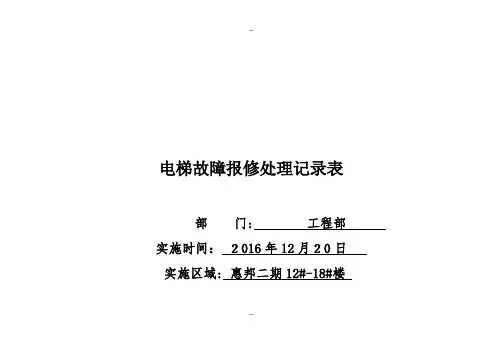 电梯故障报修处理记录表