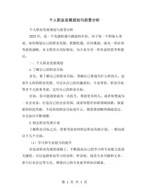个人职业发展规划与前景分析