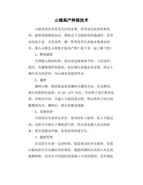 山楂高产种植技术