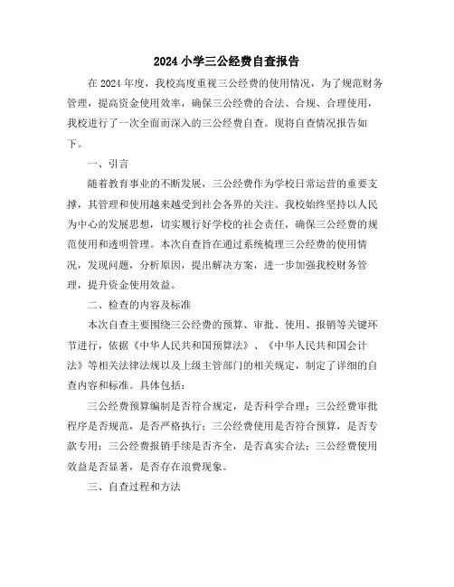 2024小学三公经费自查报告
