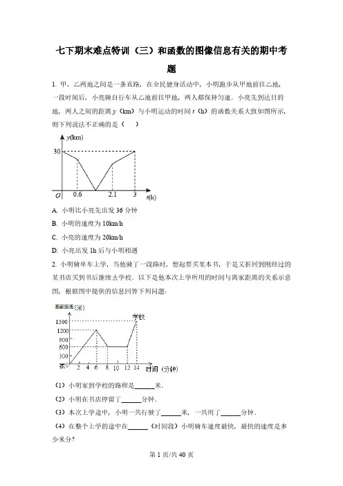 期末难点特训 和函数的图像信息有关的期中考题-【微专题】七年级数学下册常考点微专题提分精练