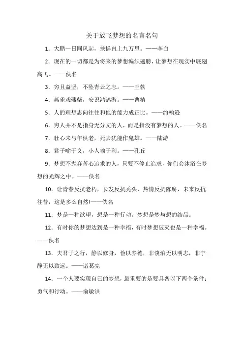 关于放飞梦想的名言名句