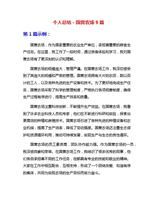 个人总结-国营农场9篇