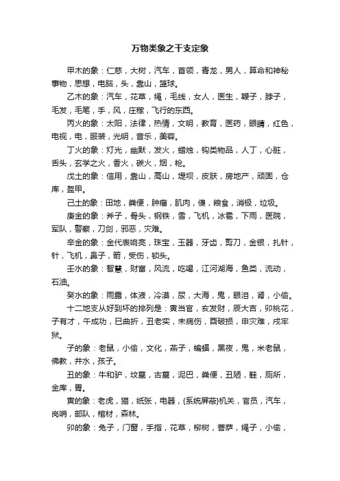 万物类象之干支定象