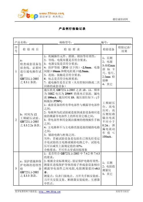 电器产品例行检验确认检验记录