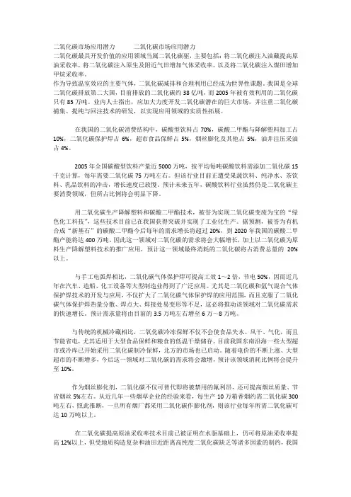 二氧化碳市场应用潜力