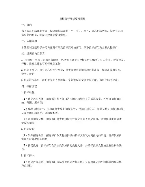 招标部管理制度及流程