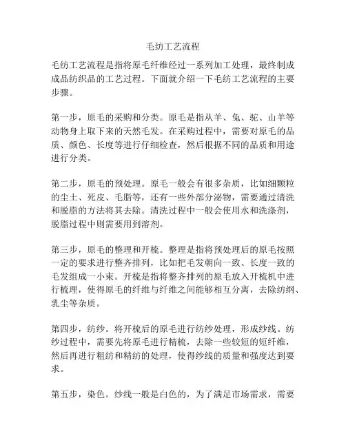 毛纺工艺流程