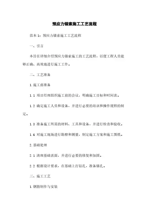 预应力锚索施工工艺流程