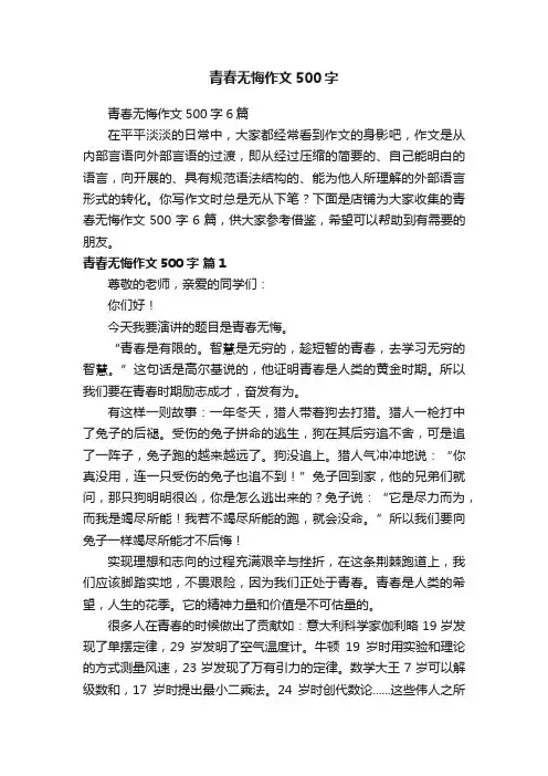 青春无悔作文500字