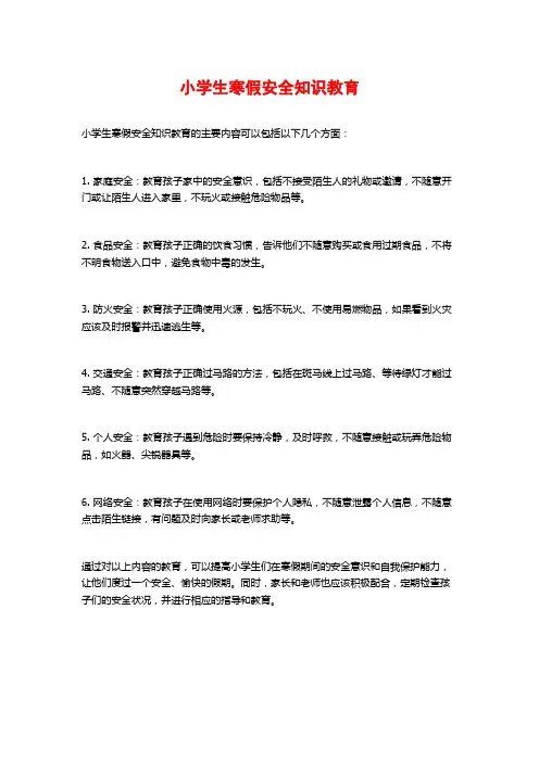 小学生寒假安全知识教育