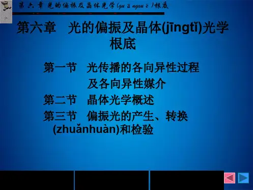第六章 光的偏振及晶体光学基础 波动光学课件(共102张PPT)