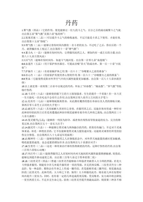 玄幻小说丹药