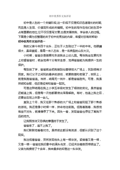 初中优秀作文加评语_作文700字_作文评语_