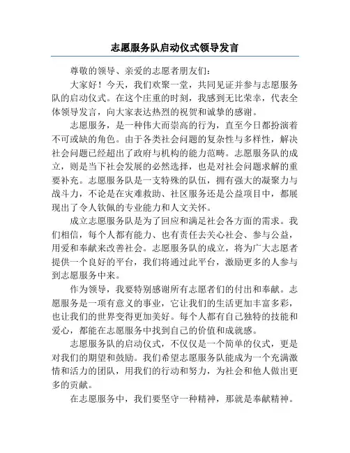 志愿服务队启动仪式领导发言