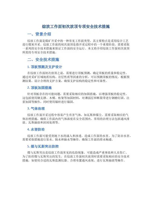 综放工作面初次放顶专项安全技术措施