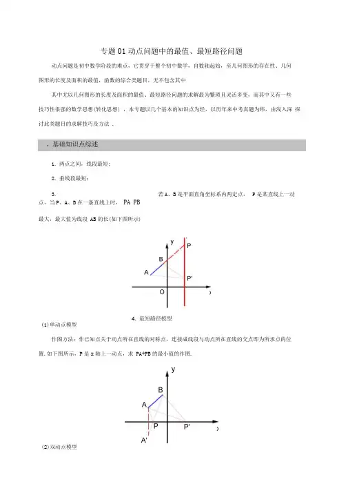 专题01动点问题中的最值、最短路径问题