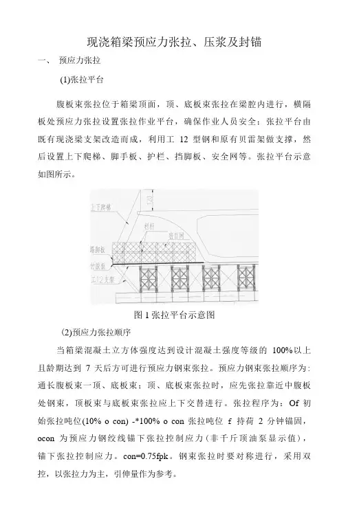 现浇箱梁预应力张拉、压浆及封锚