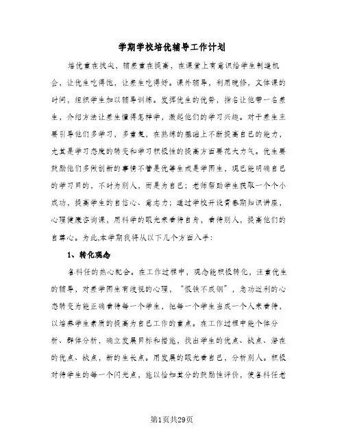 学期学校培优辅导工作计划(6篇)