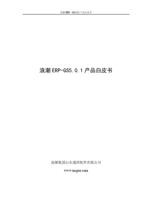 浪潮ERP-GS V5.0产品介绍