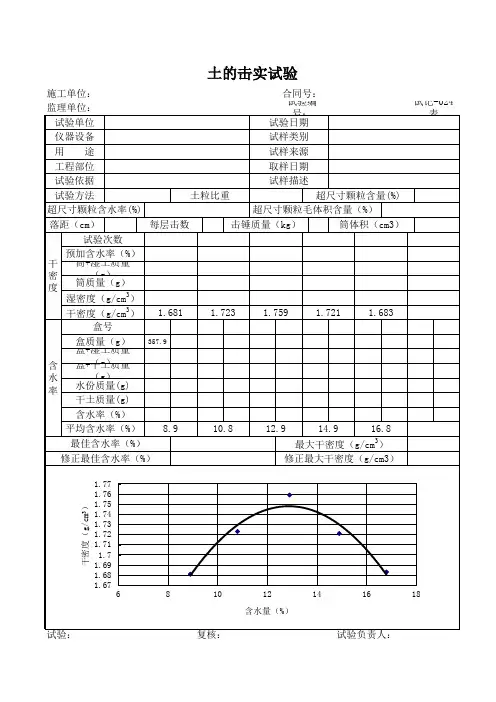 击实实验自动计算表